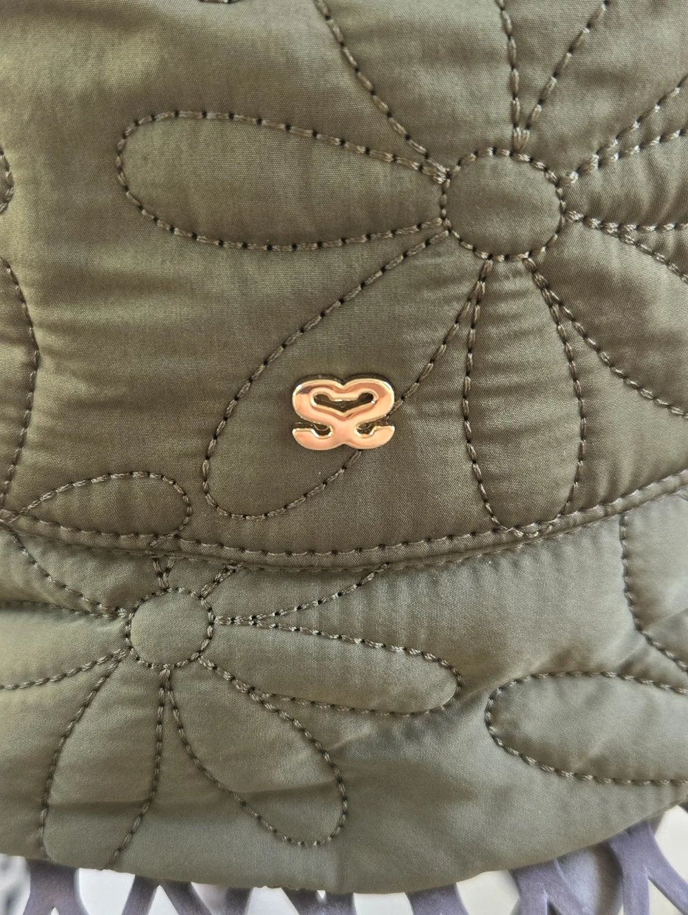 Sandro Daisy Quilted Floral Bucket Hat - Olive Green - Picture 2 of 7